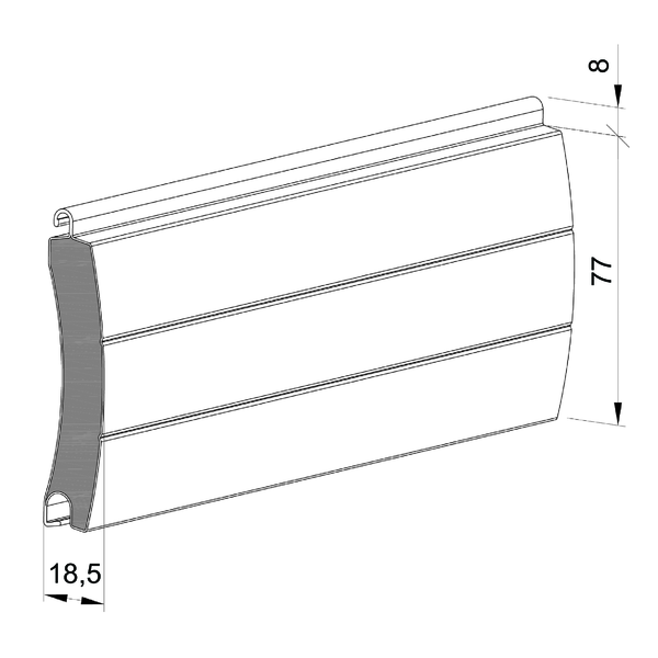 Lame de porte enroulable en aluminium, remplie de mousse de polyuréthane sans CFC  